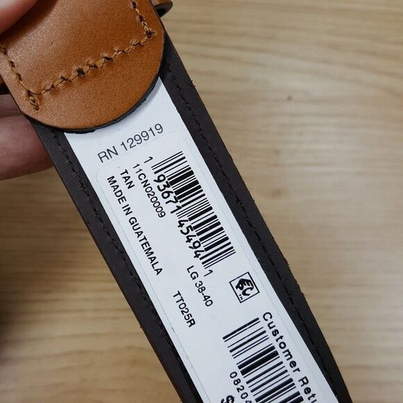 CLUB ROOM Belt Mens Size Large 38 40 Tan Faux Leather Silver Buckle - Picture 3 of 5